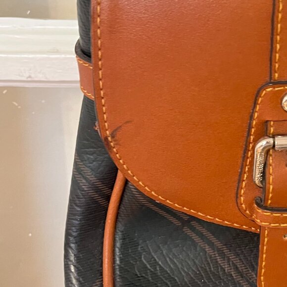 COPY Satchel Crossbody – Faux Leather Plaid & Cognac Brown - Picture 2 of 15